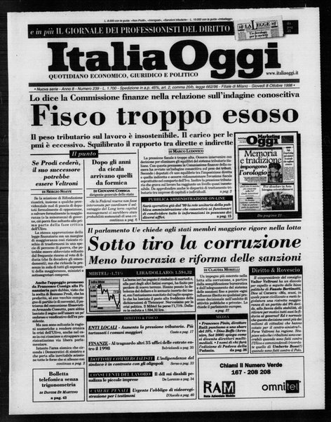 Italia oggi : quotidiano di economia finanza e politica